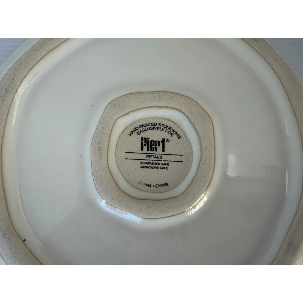 Pier 1 Petals Salad Plate Bowl Hand Painted 8” Floral Stoneware Discontinued